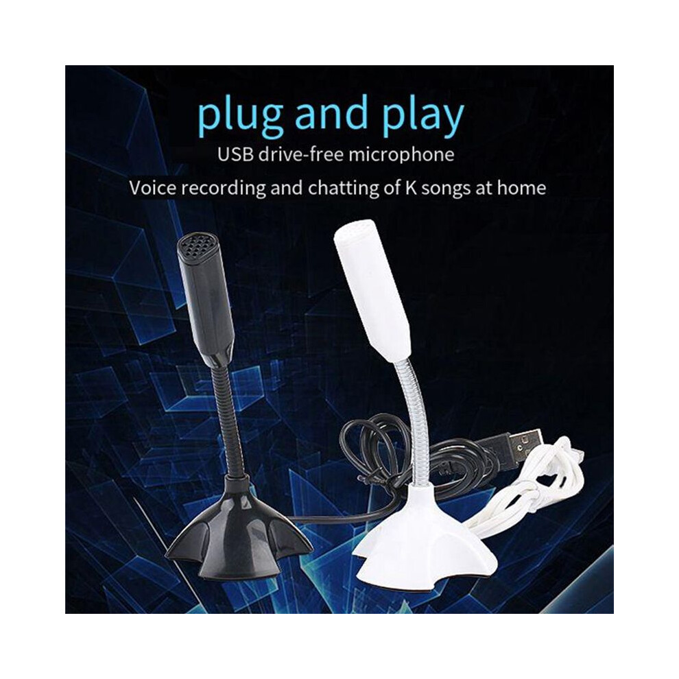 Usb Laptop Microphone Voice Mic High Sensitivity Mini Studio Speech Mic Stand With Holder Gaming Conference For Pc, White 4853252728552