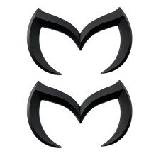 2X Sort M Logo Emblem Badge Klistermærker til alle modeller af biler, bageste bagagerumsklistermærke, navnepladedekoration
