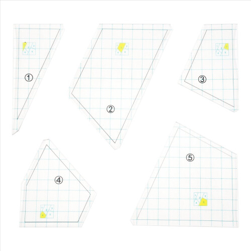 Set di 5 modelli per trapuntatura, macchina da cucire, righello e patchwork a mano 2