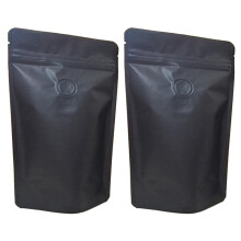 100 Stück matte Folien-Kaffeebeutel mit Ventil und Reißverschluss, vertikal, Einwegventil, 250 g, Schwarz