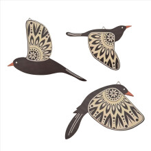 Houten vliegende vogel wanddecoratie in vintage gotische stijl voor woonkamer, badkamer en keuken. Een perfect cadeau!