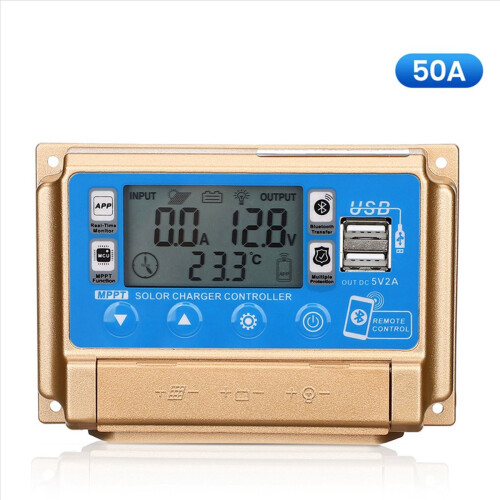 Solcelleregulator Adaptiv MPPT solcelleregulator med Bluetooth 12V/24V solcelleladeregulator - 50A 1