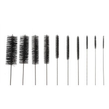 10Pcs Nylon Cleaning Brushes Set with Loop Glasses Keyboards Jewelry Pipe Clean Small Wire Brush Kit (Black - 10 Pcs)