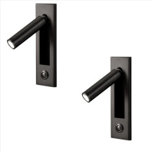 2X Reading Lights,Headboard Wall Light Reading Light Recessed Push Switch Wall Lamps for Living Room, Bedroom Black