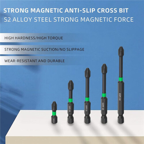 Magnetische schroevendraaierbitset PH2 Bits S2 Impact Magnetisch Sterke Magnetische Antislip Schroevendraaierbitset 2