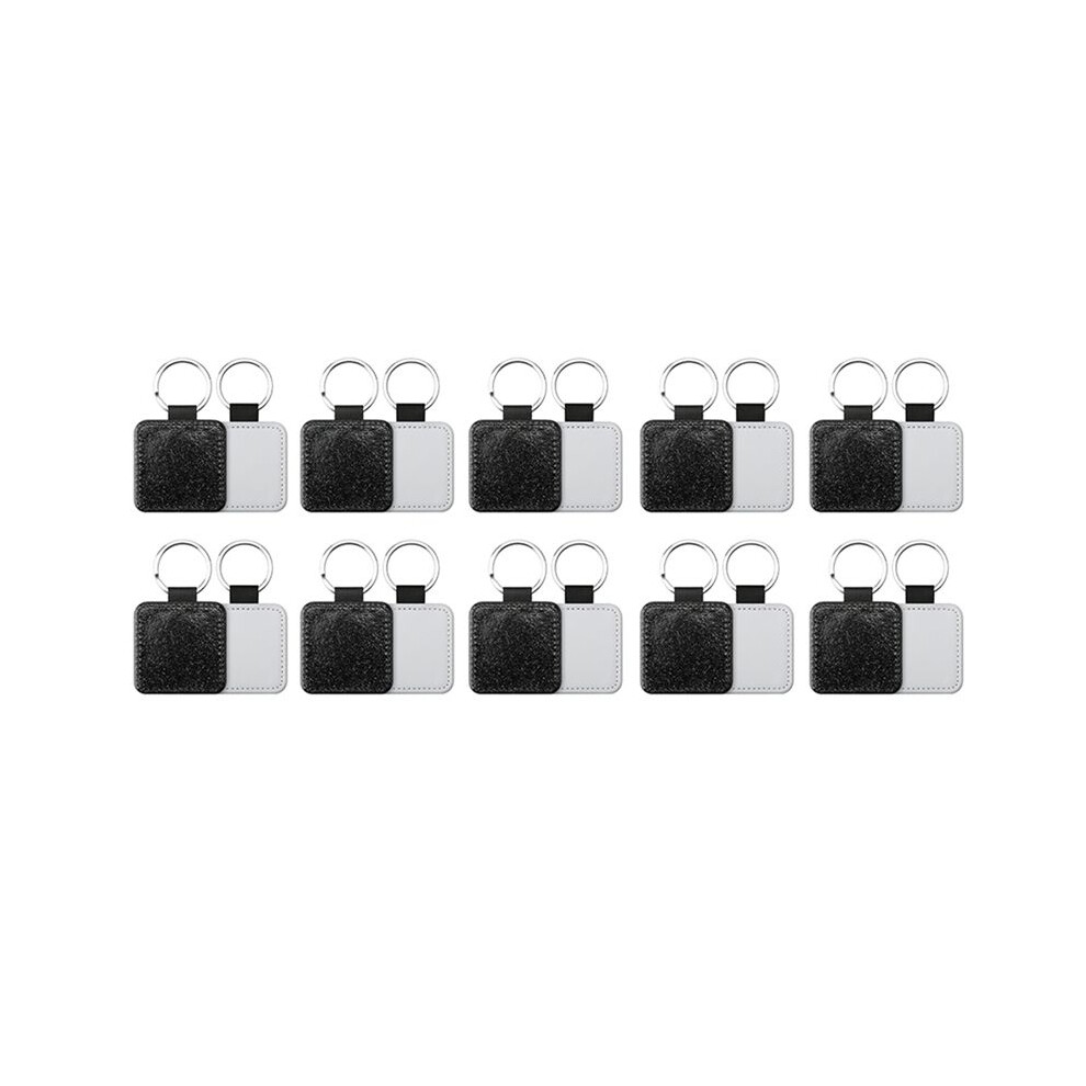 20Pack Sublimation Blanks Keychain Glitter Pu Leather Keychain Heat Transfer Keyring Sublimation Blank Square Black 4853252723922