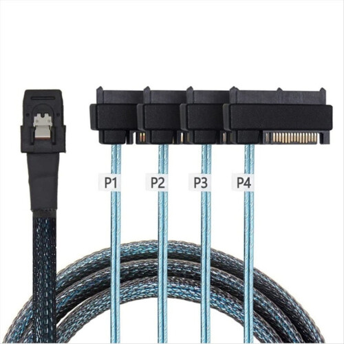 Mini SAS SFF-8087 naar 4 SFF-8482 serverarraykaarten, harde schijf, datakabel, voedingskabel 0,5 m