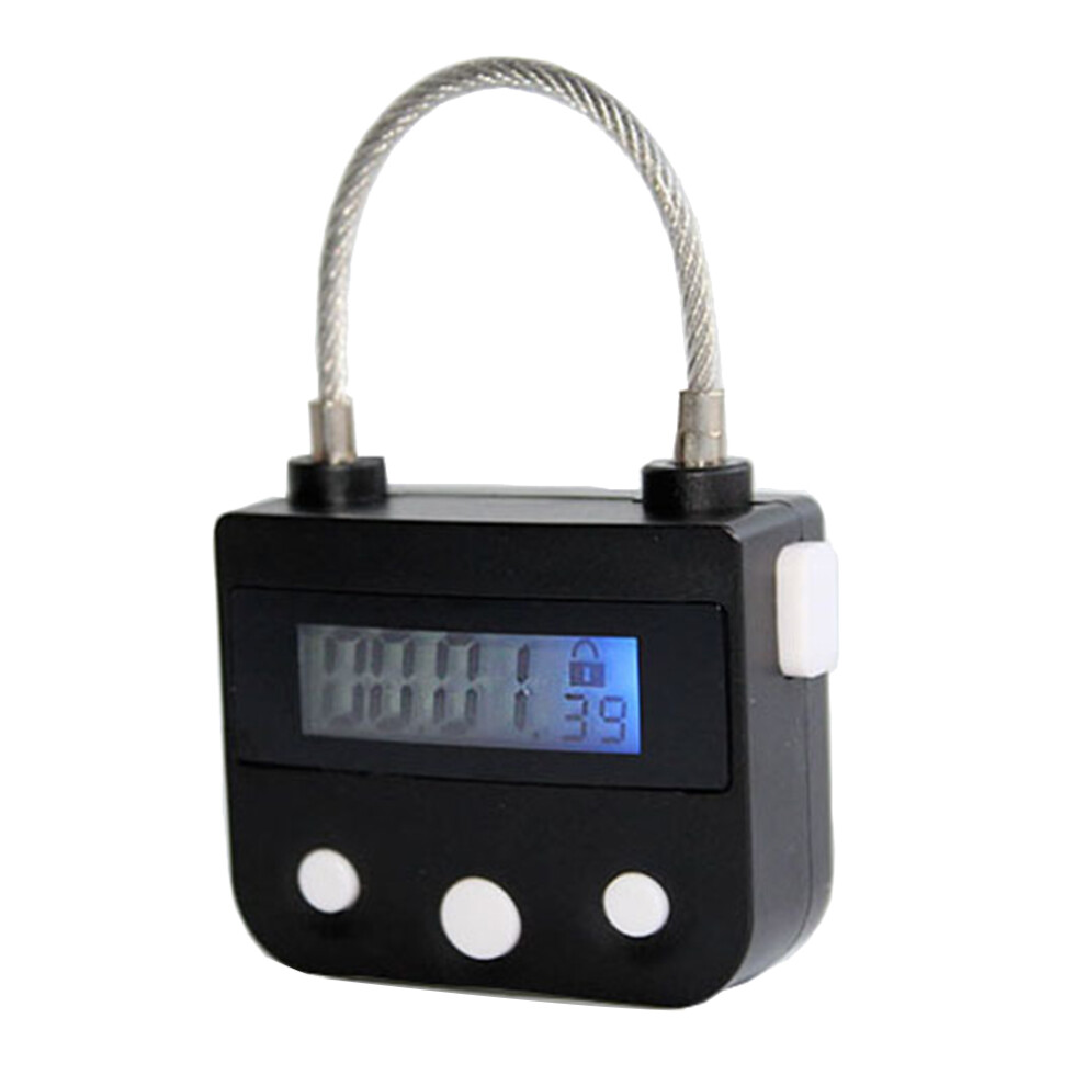 Metal Timer Lock Usb Lcd Display Metal Electronic Rechargeable Timer Multi-Function Padlock Black 4853252744811