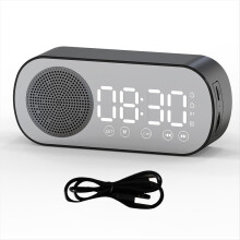 Wireless Bluetooth Speaker Clock Radio Dual Alarm Support TF Card Digital Alarm for Home Office Black