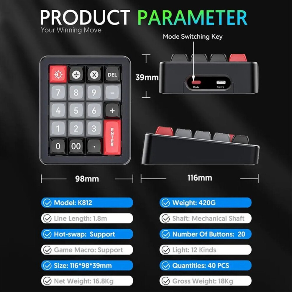 K812 Mechanical Keyboard Wired Hot Swappable Numpad Rgb Mechanical Gaming Keyboard Programmable For Win//Game White 4851376274313