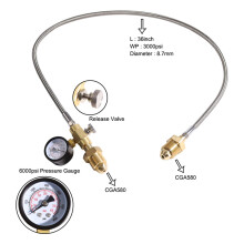 Overførselsadapterslange til genopfyldningsstation til BS 341 nr. 3 (UK) cylinderflaske, helium- eller CO2-overfyldningsadapter, CGA580