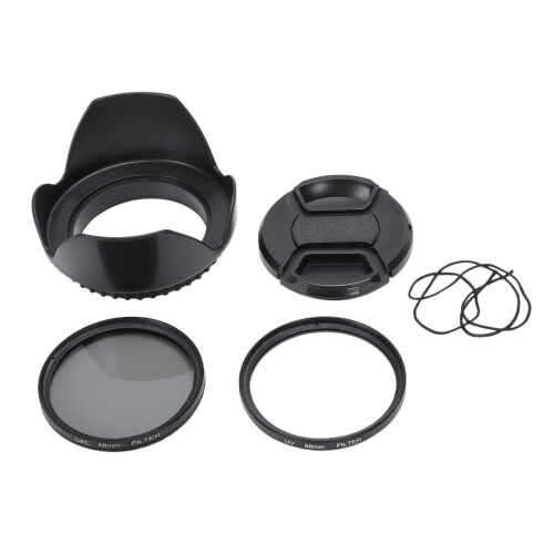 CPL UV-filtersæt 58 mm til 700D 100D 600D 1200D objektivdæksel