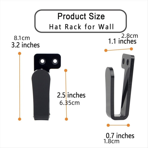 3 Pair Hat Rack Hat Hooks for Wall Hat Holder Hat Display Strong Hat Hanger Bracket Black 1