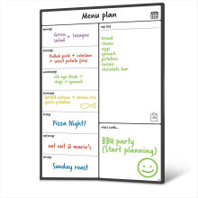 Magnetisk whiteboard-kylkalender, matplanerare och inköpslista, whiteboard - anteckningstavla och familjeplanerare