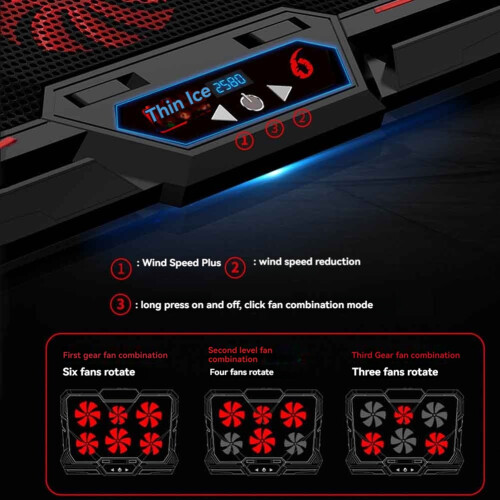 Base de resfriamento para laptop, cooler para laptop gamer, suporte de resfriamento para laptops de 12,1 a 17,3 polegadas. 2