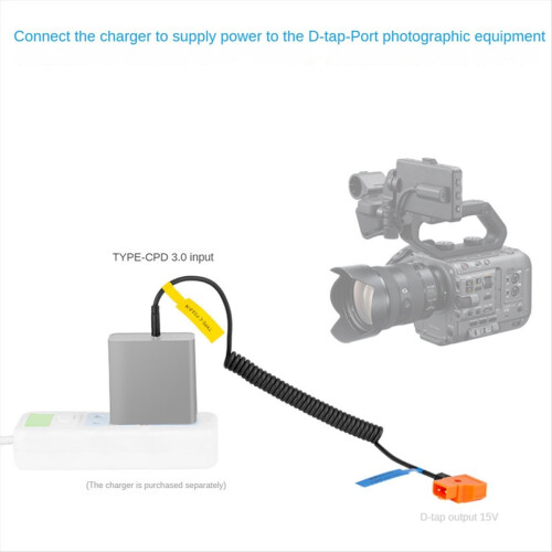 15V PD3.0 USB Type-C Han til 15V D-Tap Han Strømkabel til V-Mount Batteri 2