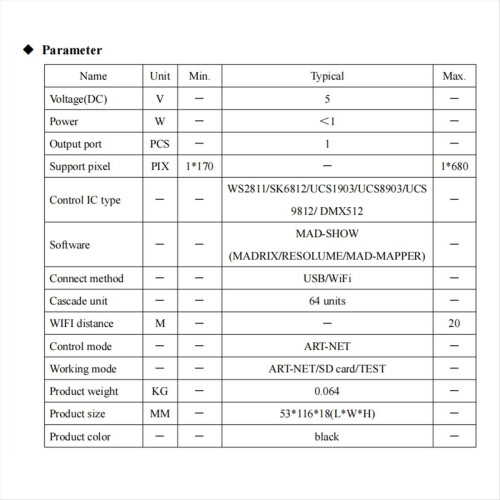 DC5V AN104 WIFI LED-controller met ondersteuning voor ARTNET/ingebouwd effect/code-schrijfmodus met adapter (A)