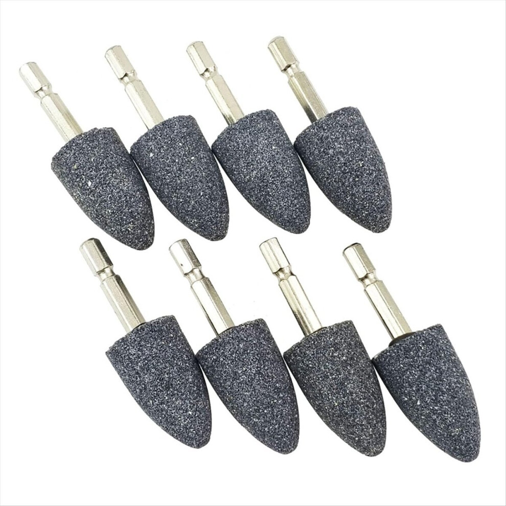 8 Pcs Cone Shape Grinding Stone - 1/4Inch Hex Shank Abrasive Stone Mounted Grinding Point For Rotary Tool Drill (25Mm) 4851376271077