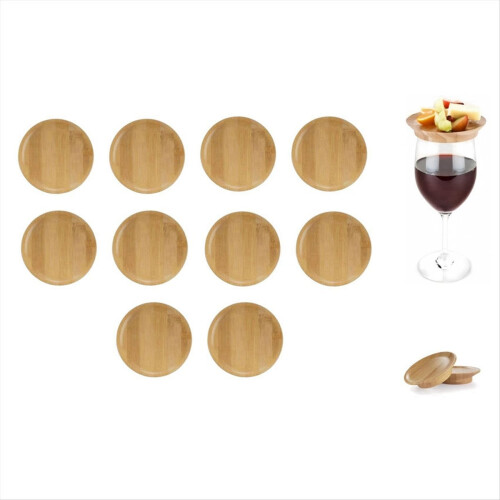 Conjunto de 10 peças de enfeites para taças de vinho, enfeites de bambu para taças de vinho de 10 cm (4 polegadas) 2
