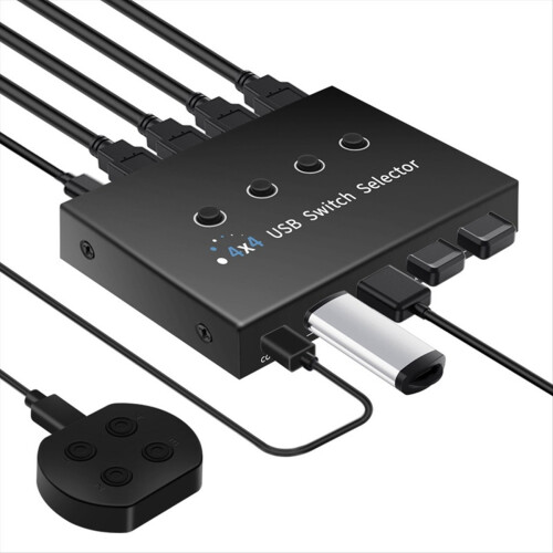 Επιλογέας διακόπτη USB Κοινή χρήση 4 υπολογιστών Εκτυπωτής 4 συσκευών USB 1