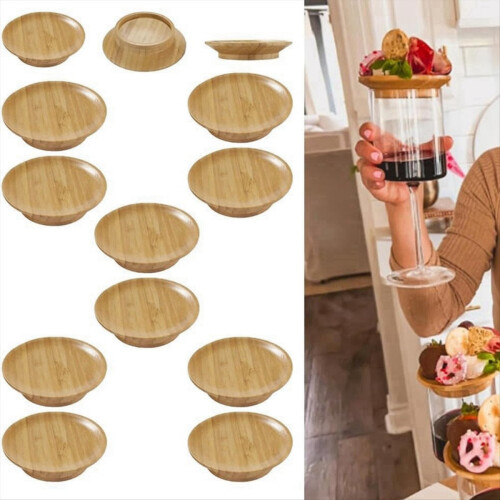 Conjunto de 10 peças de enfeites para taças de vinho, enfeites de bambu para taças de vinho de 10 cm (4 polegadas) 1
