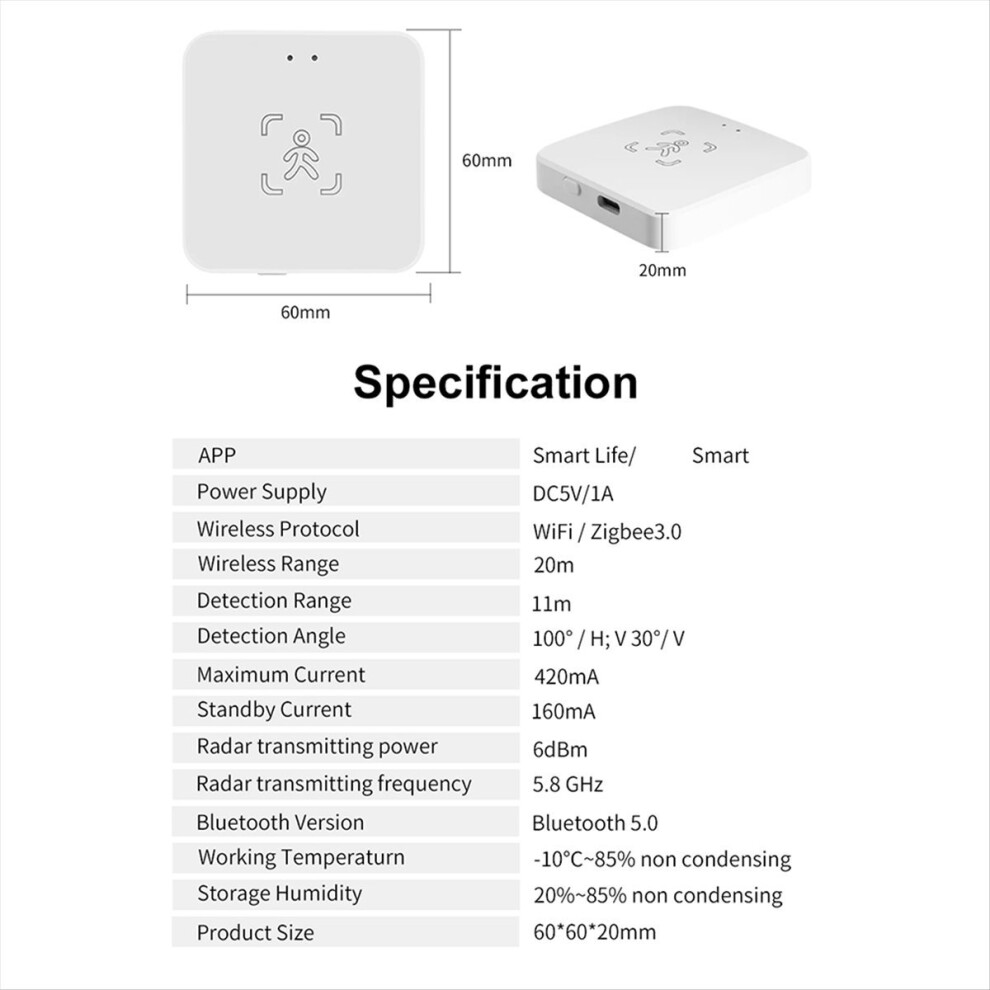Tuya WIFI Human Presence Sensor 24G Human Presence Millimeter Wave ...