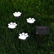 Wireless Set of 4 Solar Dog Print Lights Garden Statue Lantern LED Path Light Outdoor Animal Pet Lamp Multicolor
