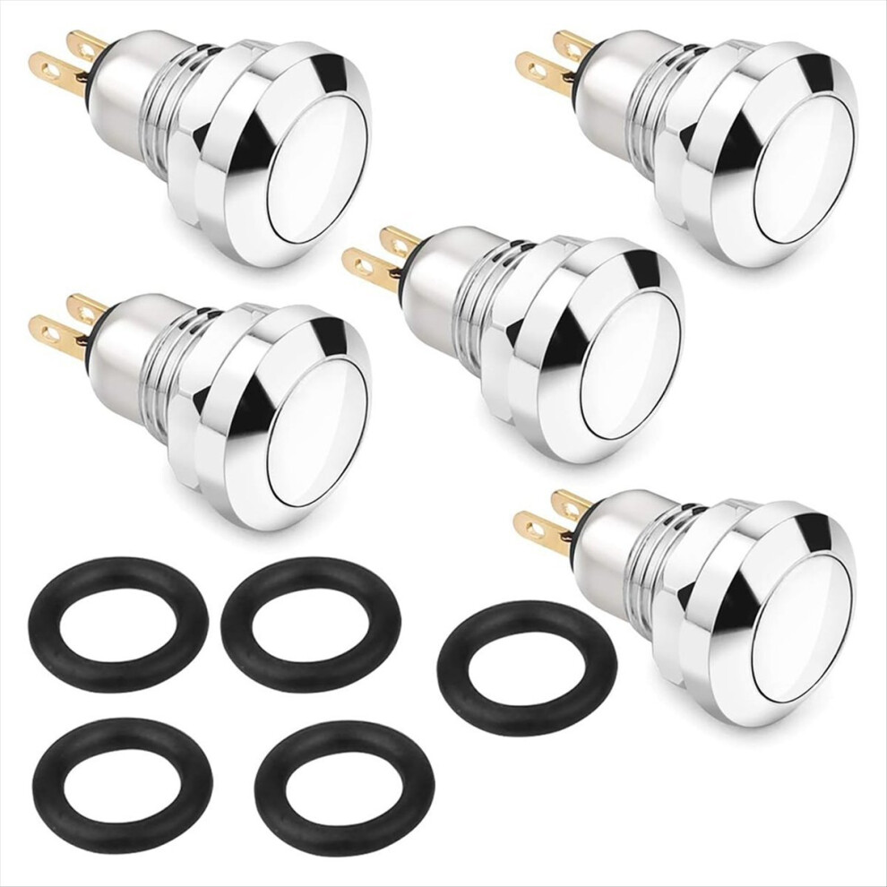 Momentary Push Button Switch Waterproof Silver Dot 8Mm Mini Round Dc36v/2A Self Reset For Power Doorbell 4712036642593