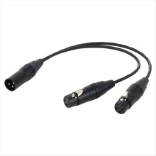 0,5 m czarny, 3-pinowy XLR, 1 męski na 2 żeńskie, przedłużacz audio, rozdzielacz Y do mikrofonu, przewód audio do miksera
