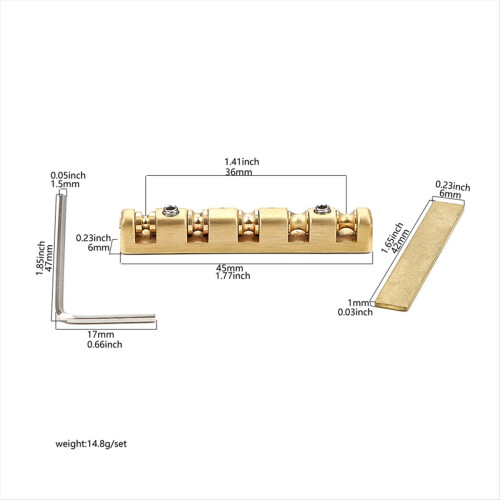 Elgitarr Mässingsmutter 42mm Höjdjusterbar Mässingsrullmutter Gitarrmutter 6-strängad elgitarr reservdelar 1