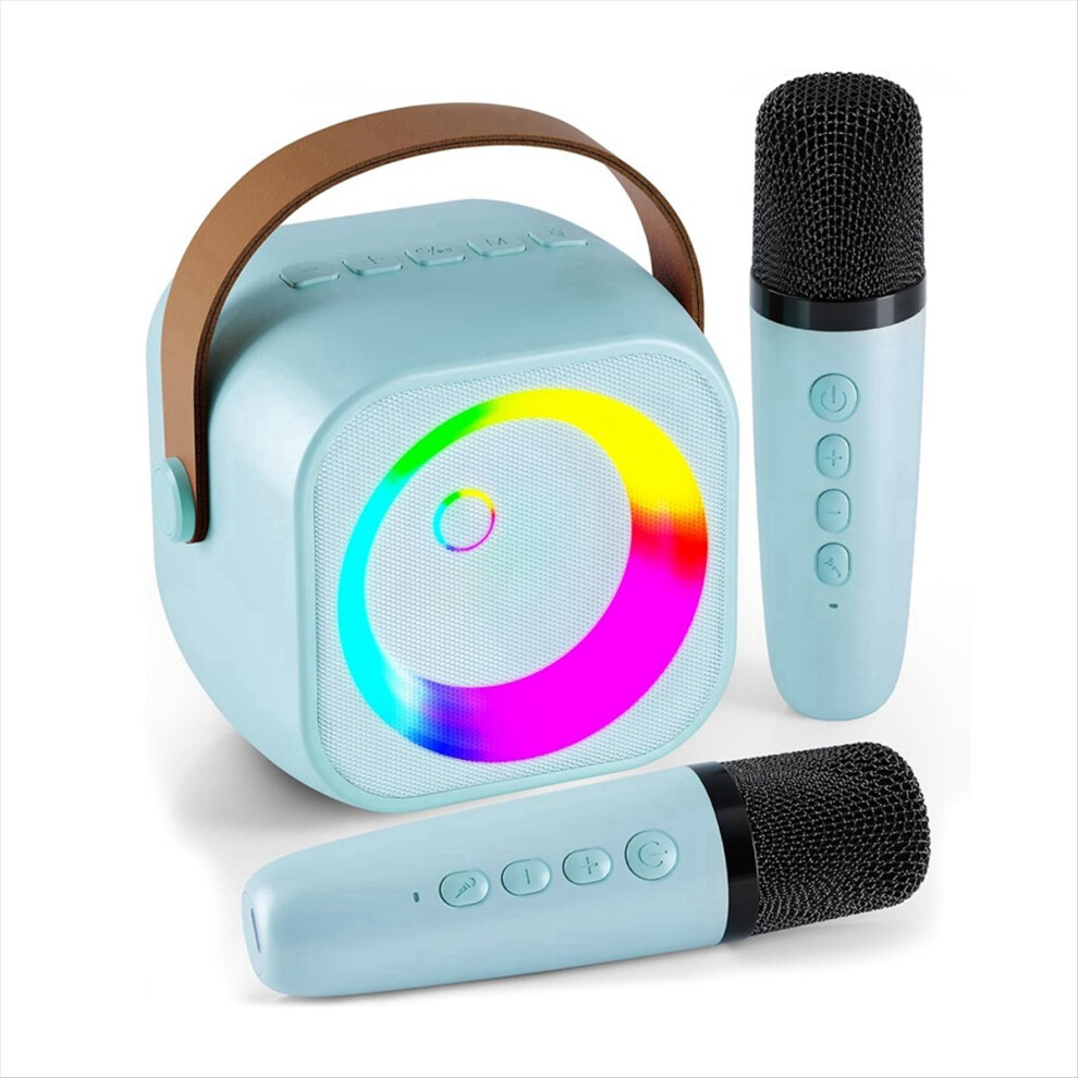 Karaoke Machine, Portable Tooth Speaker With 2 Wireless Microphones, Karaoke Toys Gift Toys (Blue) Blue 4712036665585