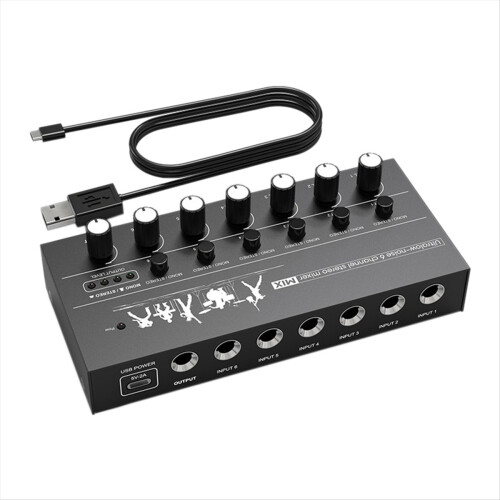 Mixer de áudio compacto de 6 canais com ruído ultrabaixo