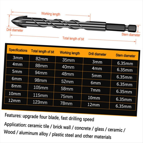 7pcs Hex Shank Drill Bits Firewood Hand Drill Cone Multipurpose Drilling Bit Stepped Drill Bit Tile Drill Bit 2