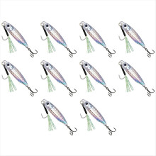 20g x 10 unidades Isca de pesca de longa distância com chumbo em placa de ferro, multicolorida, para pesca em alto mar. Prata.