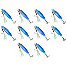 Isca artificial de pesca de longa distância, 20g x 10 unidades, feita com placa de ferro, multicolorida, para pesca em alto mar. Azul.