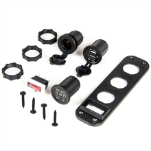 Voltmetro digitale 4 in 1, presa di corrente da 12 V, adattatore per caricabatterie USB