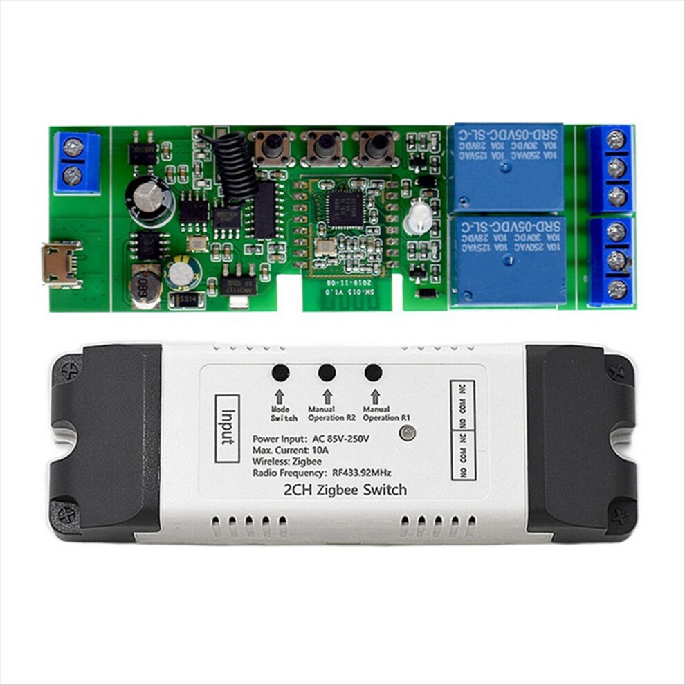 Tuya Zigbee 2Ch Smart Relay Switch Sensor Ac85-250V Switch Access Control Relay Controller With Shell 4854032742232