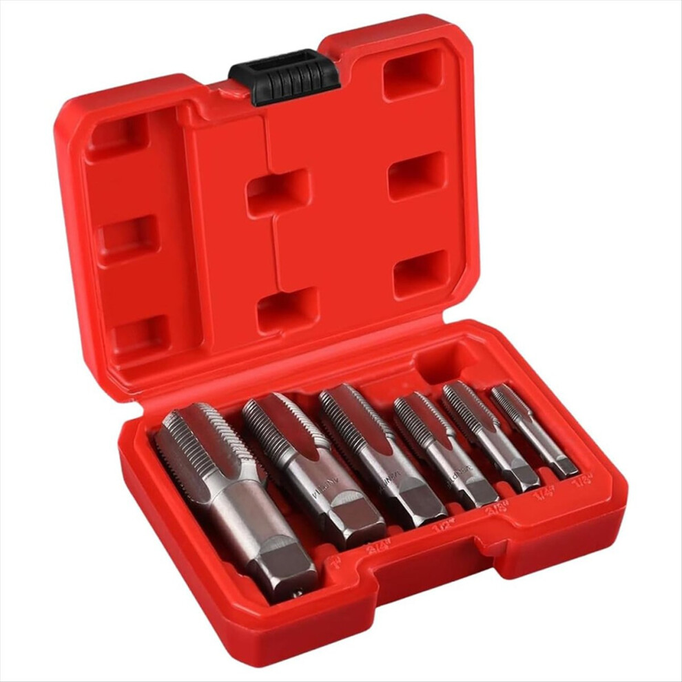 6-Piece Npt Pipe Tap Set, Carbon Steel Taper Tap Set With Storage Case For Plumbers Mechanics Diyers 4854032745233