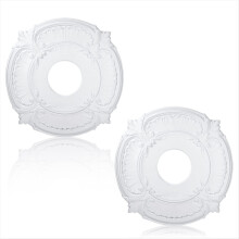 2 Stück PU-Deckenrosette, dekorative Deckenventilatorrosette für Leuchten, Deckenventilatoren und Kronleuchter, 12 Zoll Außendurchmesser