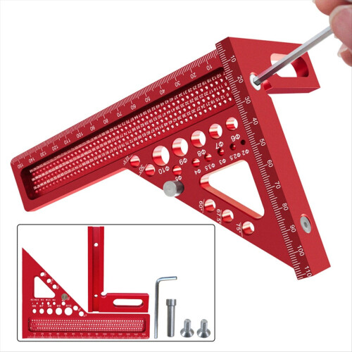 Extended 3D Multi-Angle Measuring Ruler Woodworking Square Protractor W/Dowel Pin,Miter Triangler Layout Measuring Tool 2