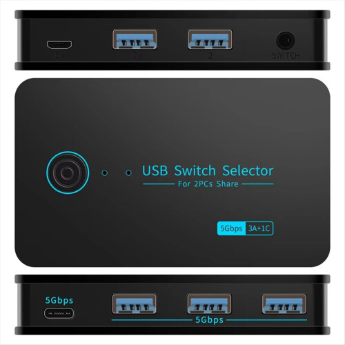 New USB3.0 KVM Switch Hotkey Switcher for PC Keyboard Mouse Printer 2 PCs Sharing 4 Devices Shared Controller 5Gbps 2