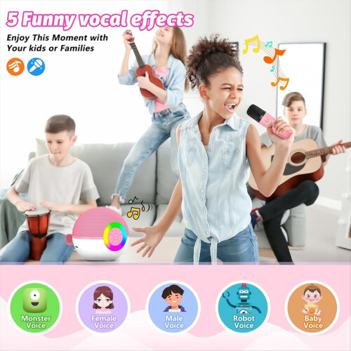 Mini karaokemachine met 2 microfoons, Bluetooth-microfoon, liedjesspeelgoed, C 1
