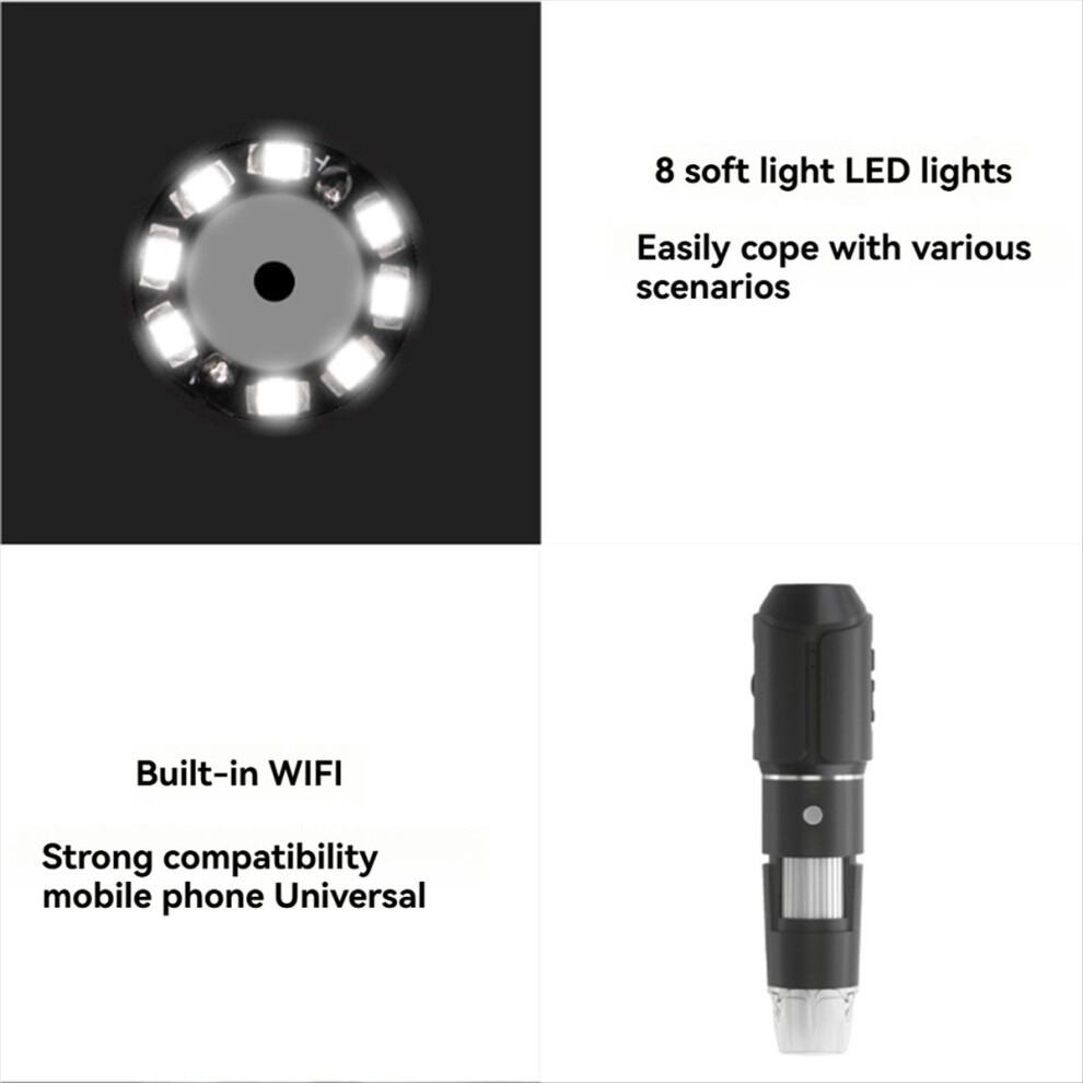Wifi Digital Microscope 50X-1600X HD Electronic Microscopes with Adjustable Stand 8LED for Android/IOS for Repair-image-OPC-PN7ZJHV-NEW