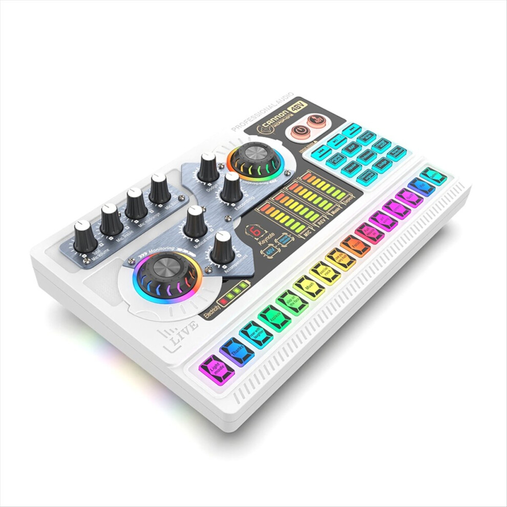 X5 Sound Card Live Music Mixer Vlog Recording Voice Changer Stereo Audio Mixer Sound Card For Pc Recording Streaming White 4854032707712