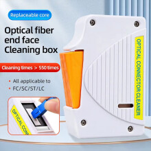 Fiberoptisk rensekassette + 2x rengøringskerne Fiberendefladerenseboks Pigtail-renser til SC/FC//LC-renserværktøj C