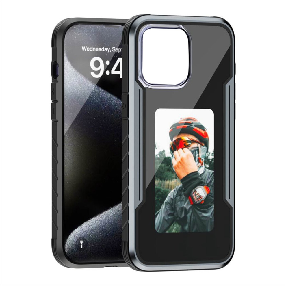 Smart Nfc Eink Screen Diy Phone Case Custom Refesh Screen Display Mobile Phone Case Cover For Iphone15pro Max Black 4854032706647