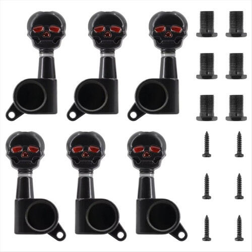 6 st Skull Head Gitarrstämskruvar Metall Stämskruvar Elgitarr Reservdelar 3L3R