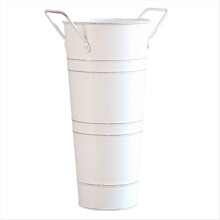 Runder Schirmständer aus Metall, freistehende Vase als Dekoration, ideal für Eingangsbereich, Organizer für Zuhause und Büro, WEISS
