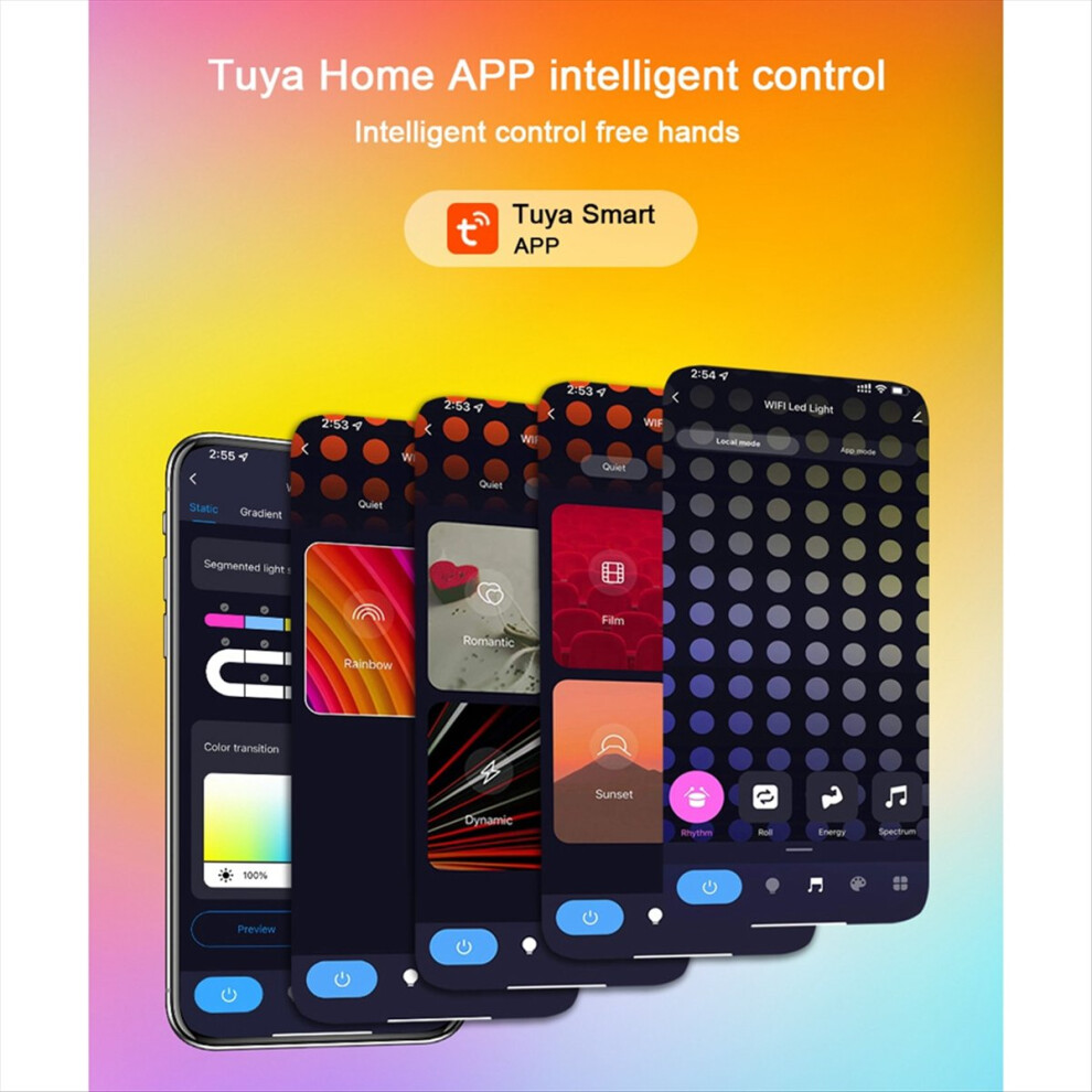 Light Tuya Wifi Rgb Ic Glide Wall S Splicing Led Strip Music Sync Support App Control Voice Control Eu Plug