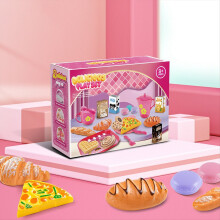 Juego de cocina de 33 piezas para niños, juego de rol con postre y vajilla, color rosa.